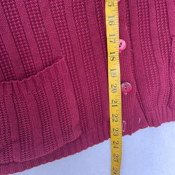 Vintage Maroon Burgundy Grandpa Knit Cardigan Baggy Oversized Size M Fall Autumn - Picture 6 of 7